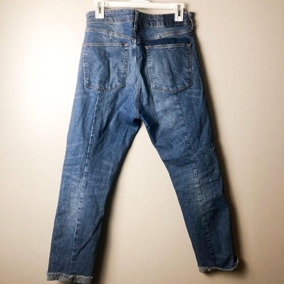 Asos Shark Bite Distressed Waist Jeans Statement Denim Blue Womens 32 - Picture 9 of 16